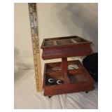 Vintage Wooden Organizer & Black Circular Compartmentalized Piece