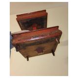 Vintage Wooden Organizer & Black Circular Compartmentalized Piece