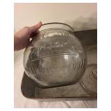 Vintage Glass Peanut Jar & Philadelphia Cream Cheese Brand Metal Tray