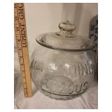 Vintage Glass Peanut Jar & Philadelphia Cream Cheese Brand Metal Tray