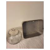 Vintage Glass Peanut Jar & Philadelphia Cream Cheese Brand Metal Tray