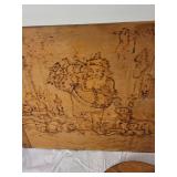 Vintage Wooden Kitchenware Lot: Santa Panel, Pig Boards & Blade