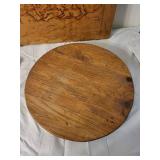 Vintage Wooden Kitchenware Lot: Santa Panel, Pig Boards & Blade