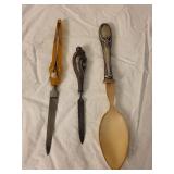 Spoon and Grooming Tools Set with Ornate Handles including 800 Silver