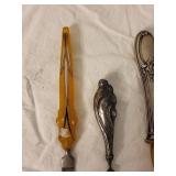 Spoon and Grooming Tools Set with Ornate Handles including 800 Silver