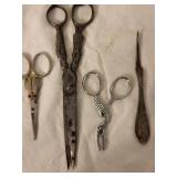 Vintage Silverware and Scissors Collection with Intricate Designs