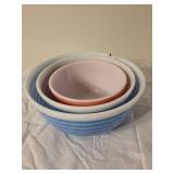Vintage Pyrex Mixing Bowl Set - Blue & Pink Nesting Bowls