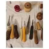 Vintage Rug Hooking Tools Lot with Hooks and Accessories