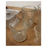 Vintage Glassware Set: Cheese Preserver & Measuring Cups