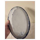 Vintage Blue Spatterware Platter with Salt and Pepper Shakers