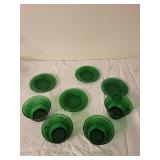 Set of Vintage Colorful Glass Plates and Bowls