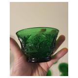 Set of Vintage Colorful Glass Plates and Bowls