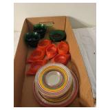 Set of Vintage Colorful Glass Plates and Bowls