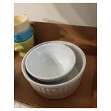 Mixed Lot of Colorful Ceramic and Plastic Kitchenware Bowls and Containers