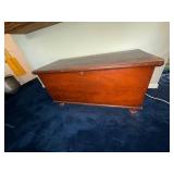 Antique Wood Blanket Storage Chest with Lock Mechanism