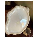 Santa Themed Ceramic Mugs and Pitcher Set with Green Glasses