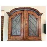 German Baroque burr walnut veneer secretaire bookcase, also known as a writing cabinet.  Possibly 18th Century