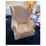 Elegant Cream Upholstered Wingback Chair