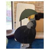 Vintage Wooden Cutout of Woman with Umbrella