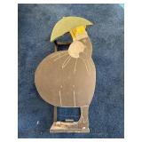 Vintage Wooden Cutout of Woman with Umbrella