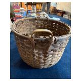 Large Vintage Woven Basket with Handles