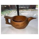 Vintage Hand Carved Wooden Bird Shaped Bowl with Handle