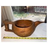 Vintage Hand Carved Wooden Bird Shaped Bowl with Handle