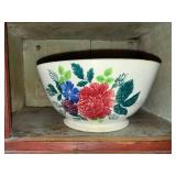 Vintage Floral Ceramic Bowl with Unique Base Mark