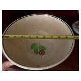 Decorative Antique Stick Spatter Sponge Bowl with Red Green Floral Design