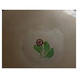 Decorative Antique Stick Spatter Sponge Bowl with Red Green Floral Design