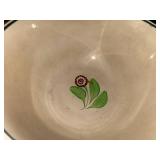 Decorative Antique Stick Spatter Sponge Bowl with Red Green Floral Design