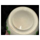 Decorative Antique Stick Spatter Sponge Bowl with Red Green Floral Design