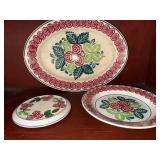 Vintage Stick spatter Camellia pattern ironstone dishes Floral Ceramic Plates Set of 3