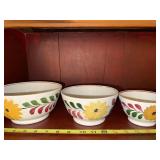 Set of 3 Vintage Hand-Painted Floral Ceramic Bowls
