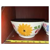 Set of 3 Vintage Hand-Painted Floral Ceramic Bowls