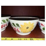 Set of 3 Vintage Hand-Painted Floral Ceramic Bowls
