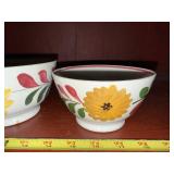 Set of 3 Vintage Hand-Painted Floral Ceramic Bowls