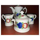 Vintage Villeroy & Boch Stick Spatter Floral Tea Set - 4 Piece