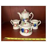 Vintage Villeroy & Boch Stick Spatter Floral Tea Set - 4 Piece