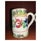 Set of 2 Antique C 1900 ~ Stick Spatter Rabbitware Rabbit Mugs