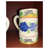 Set of 2 Antique C 1900 ~ Stick Spatter Rabbitware Rabbit Mugs