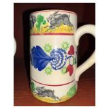 Set of 2 Antique C 1900 ~ Stick Spatter Rabbitware Rabbit Mugs