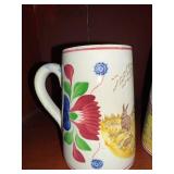 Set of 2 Antique C 1900 ~ Stick Spatter Rabbitware Rabbit Mugs