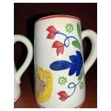 Set of 2 Antique C 1900 ~ Stick Spatter Rabbitware Rabbit Mugs