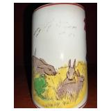 Set of 2 Antique C 1900 ~ Stick Spatter Rabbitware Rabbit Mugs