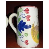 Set of 2 Antique C 1900 ~ Stick Spatter Rabbitware Rabbit Mugs