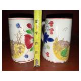 Set of 2 Antique C 1900 ~ Stick Spatter Rabbitware Rabbit Mugs