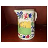 Antique C 1900 ~ Stick Spatter Rabbitware Rabbit Ironstone Pitcher - Golf