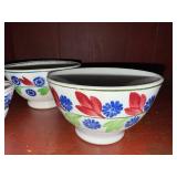 Set of 3 Vintage Stick Spatter Floral Ceramic Bowls Made in England