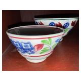 Set of 3 Vintage Stick Spatter Floral Ceramic Bowls Made in England